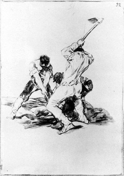 Three Men Digging by Francisco de Goya